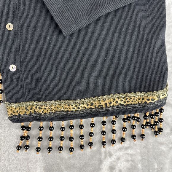 Vintage Judy Myers for Designer Times Cardigan Women's M Black Bead Trim (1068) - Picture 4 of 10